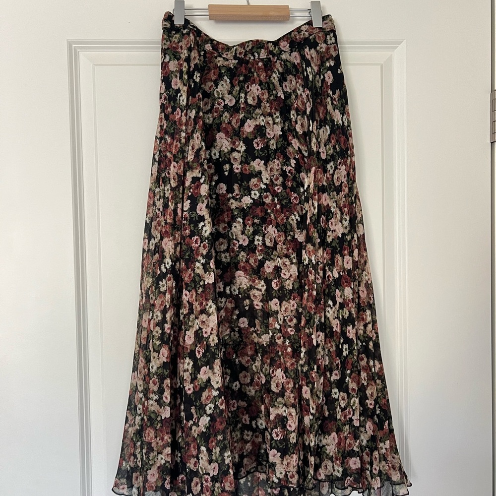 Abercrombie & Fitch Floral Maxi Skirt in Black and Pink